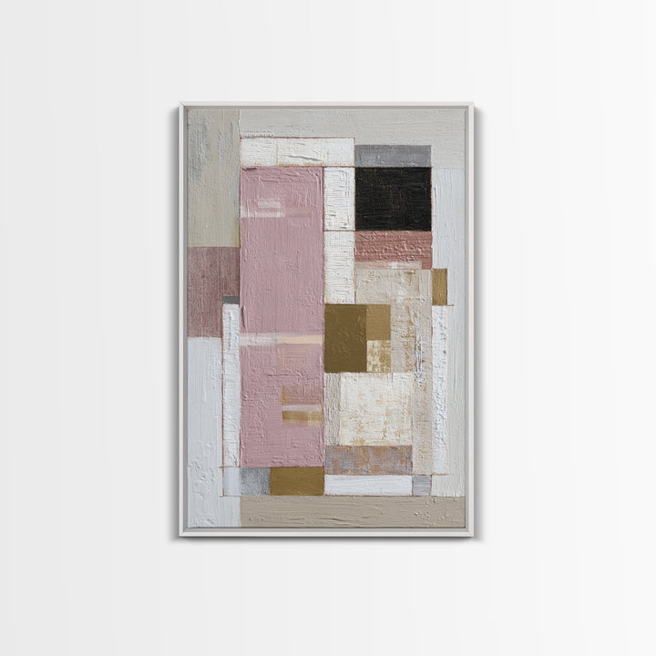 Modern Geometric Composition for Living Spaces Framed Canvas Print, Wall Art, Heart, Living Room Decor, Fine Art, WAL-2x3-12