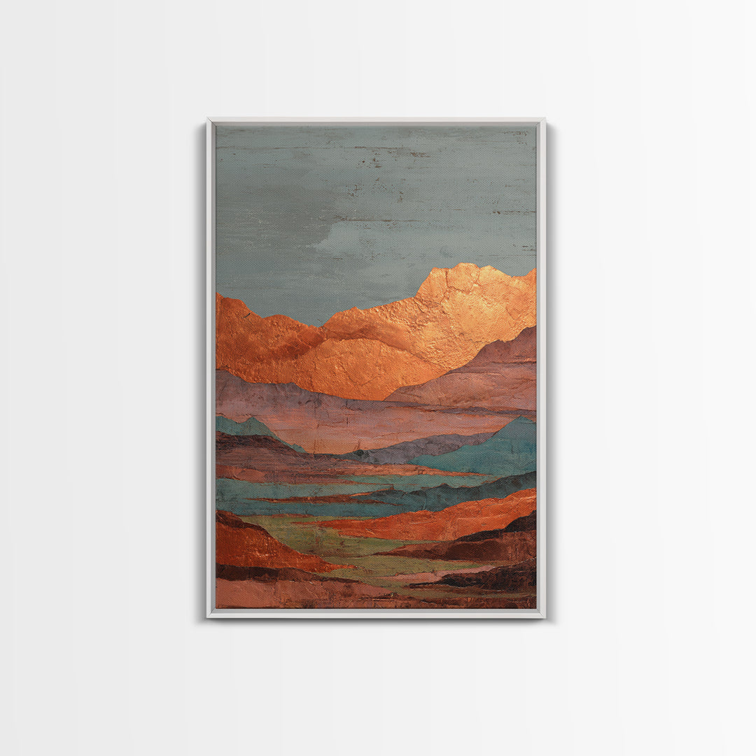Desert Landscape in Warm Terracotta Tones Canvas Print, Wall Art, Minimalist Decor, Living Room Decor, Oil Painting, WAL-2x3-15