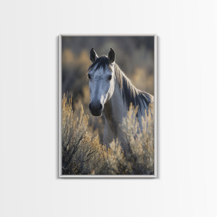 Wild Horse Portrait Framed Canvas Print, Wall Art, Heart, Living Room Decor, Fine Art, Home Decor Gift, Original Art, WAL-2x3-21