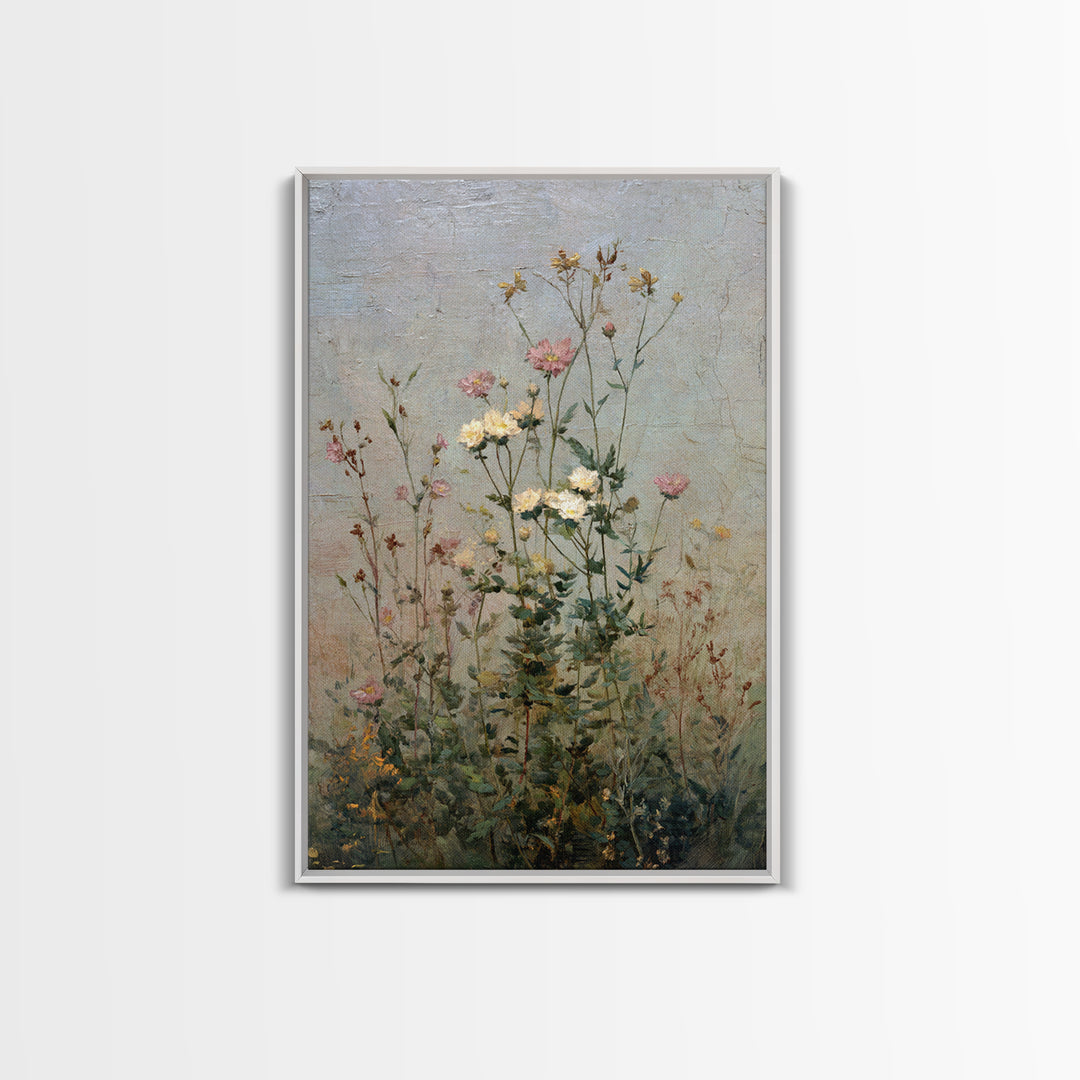Impressionist Meadow of Wildflowers Framed Canvas Print, Wall Art, Printable Wall Art, Living Room Decor, Oil Painting, WAL-2x3-25