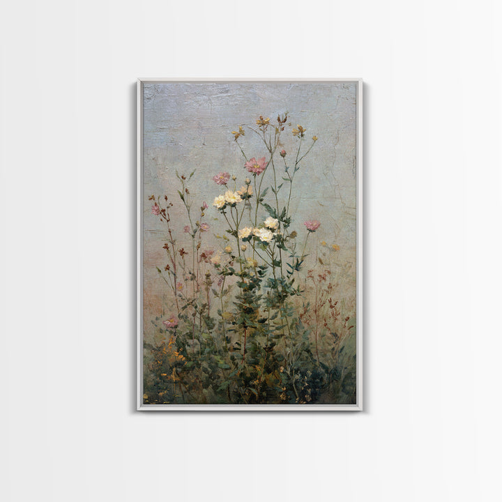 Impressionist Meadow of Wildflowers Framed Canvas Print, Wall Art, Printable Wall Art, Living Room Decor, Oil Painting, WAL-2x3-25