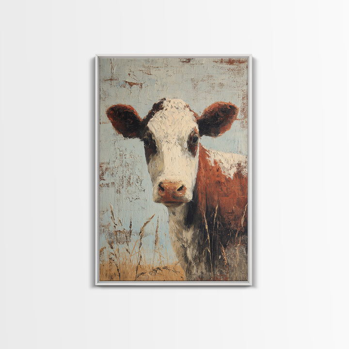 Rustic Farmhouse Cow Portrait Canvas Print, Wall Art, Home Decor, Living Room Decor, Fine Art, Digital Wall Art, WAL-2x3-27