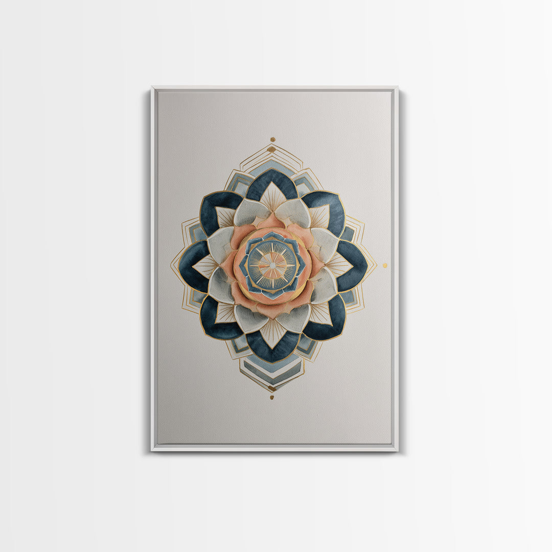 Sacred Geometry Mandala Canvas Print, Wall Art, Wall Hangings, Living Room Decor, Watercolor Art, Framed Wall Art, WAL-2x3-29