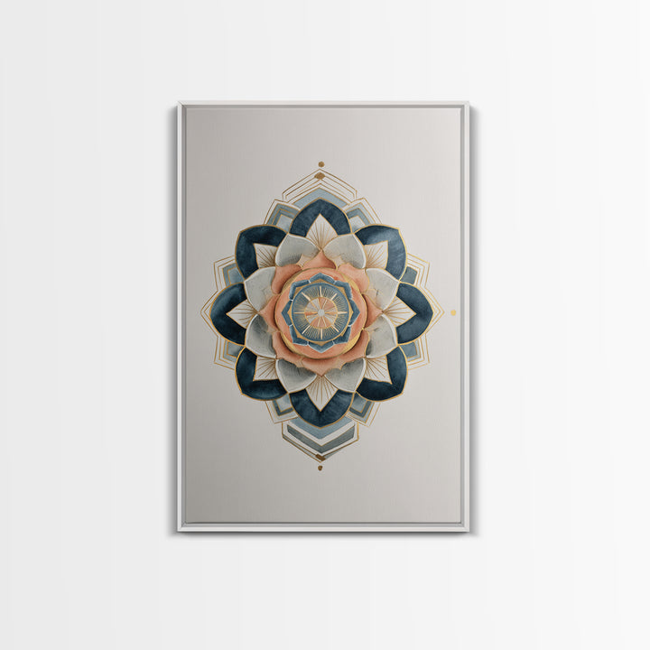 Sacred Geometry Mandala Canvas Print, Wall Art, Wall Hangings, Living Room Decor, Watercolor Art, Framed Wall Art, WAL-2x3-29