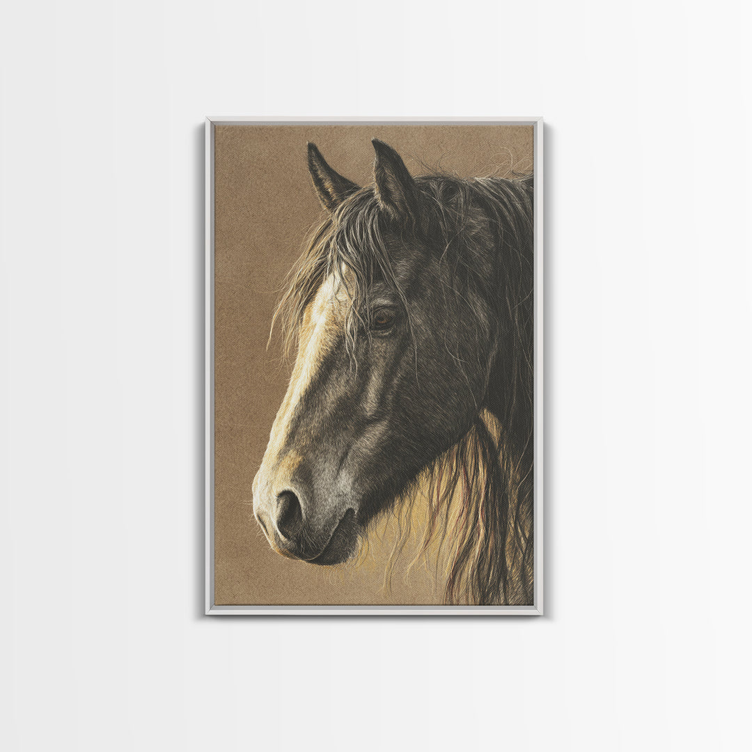 Wild Horse Portrait Canvas Print, Wall Art, Metal Wall Art, Living Room Decor, Fine Art, Digital Print, Wood Wall Art, WAL-2x3-45