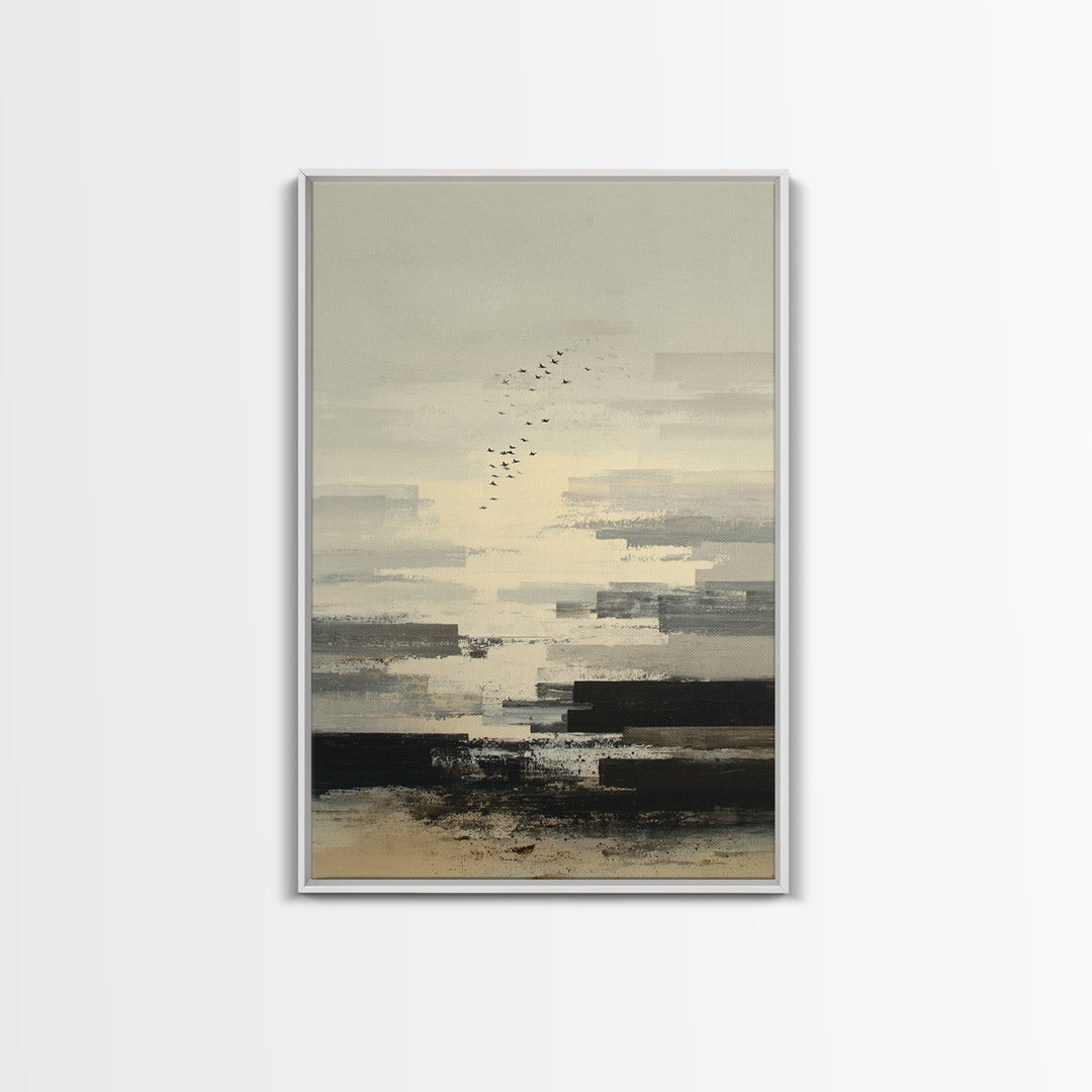 Luxury Neutral Plaster Texture Abstract Framed Canvas Print, Wall Art, Mid Century Modern, Living Room Decor, Fine Art, WAL-2x3-47