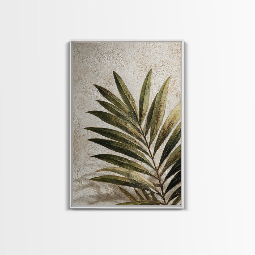 Tropical Palm Leaf Painting Framed Canvas Print, Wall Art, Home Decor, Living Room Decor, Fine Art, Digital Wall Art, WAL-2x3-48
