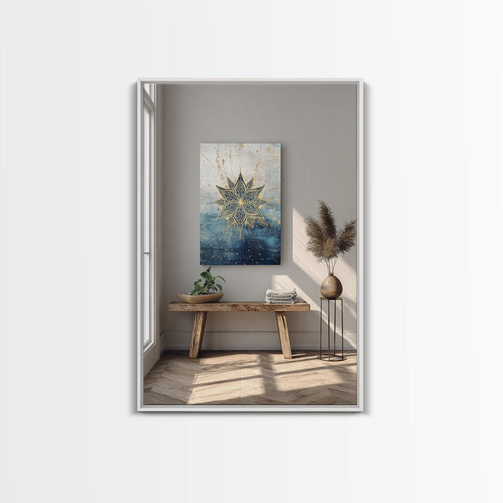 Sacred Geometry Mandala Framed Canvas Print, Wall Art, Wall Art for Mom, Living Room Decor, Oil Painting, Prints Wall Art, WAL-2x3-53