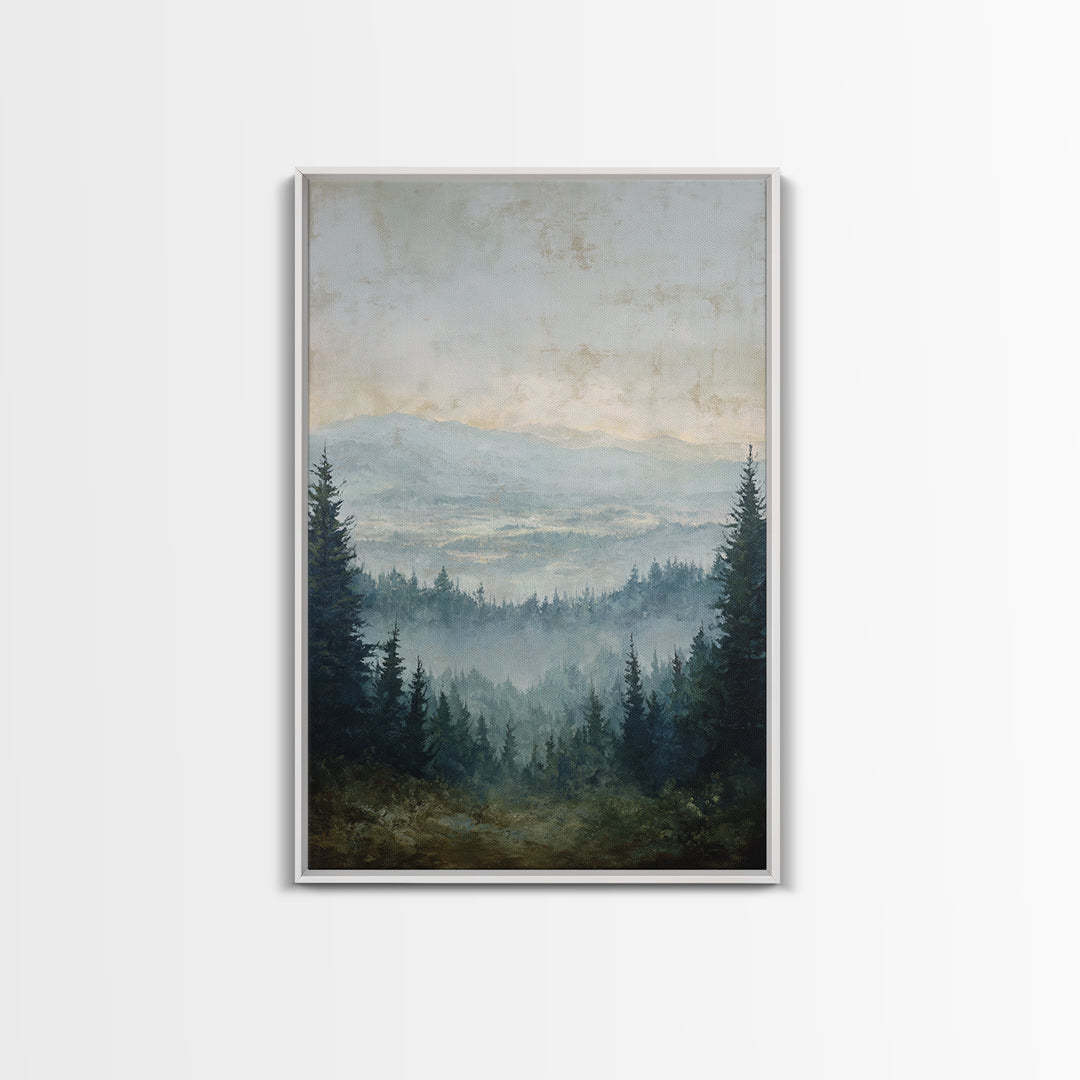 Moody Forest Landscape Canvas Print, Wall Art, Heart, Living Room Decor, Fine Art, Home Decor Gift, Original Art, WAL-2x3-66