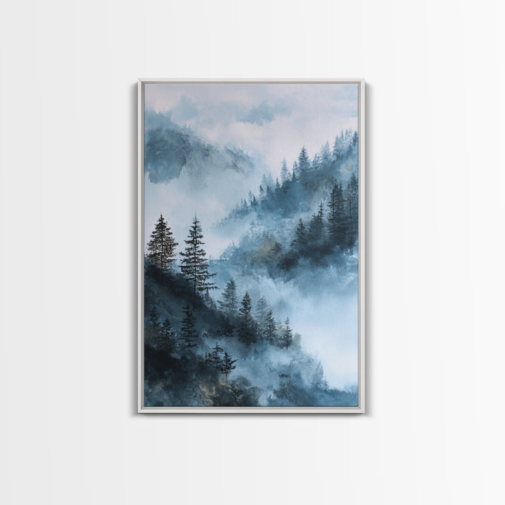 Moody Forest Landscape Framed Canvas Print, Wall Art, Metal Wall Art, Living Room Decor, Oil Painting, Digital Print, WAL-2x3-90