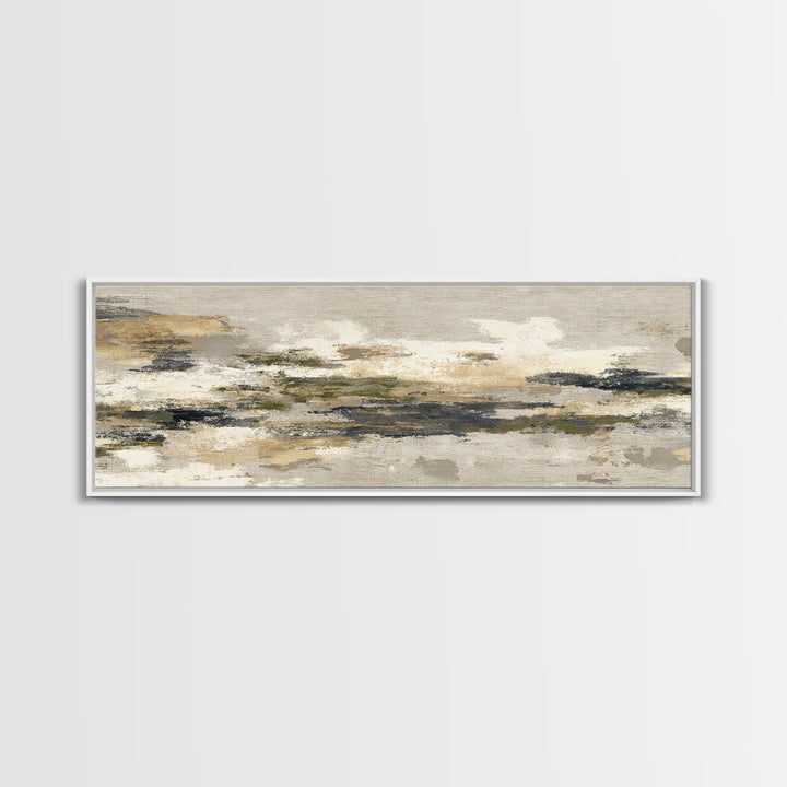 Urban Skyline in Muted Evening Color Framed Canvas Print, Wall Art, Art Print, Living Room Decor, Abstract Art, WAL-3x1-10