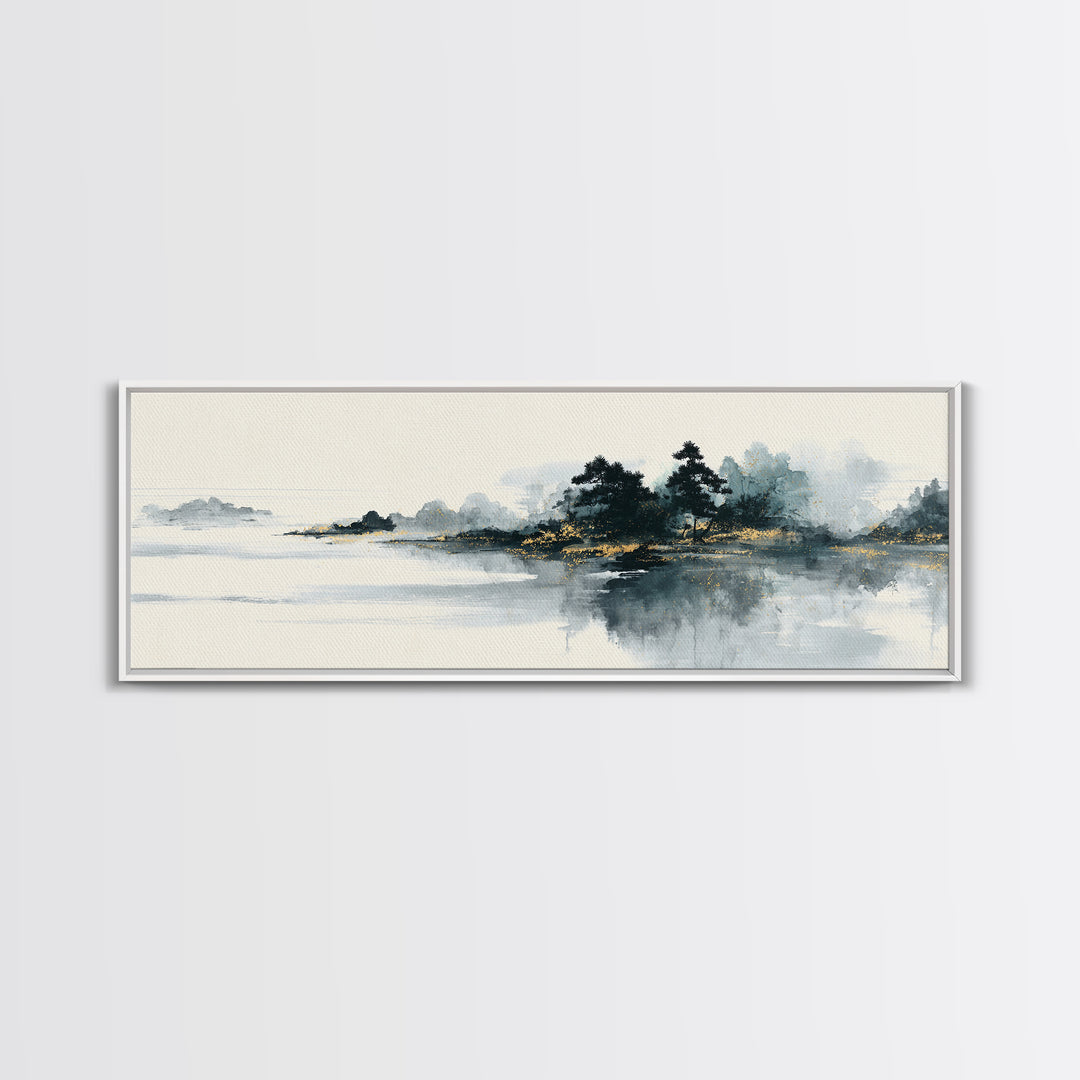 Monochrome Ink Crane Composition Canvas Print, Wall Art, Original Art, Living Room Decor, Fine Art, Modern Decor, WAL-3x1-16