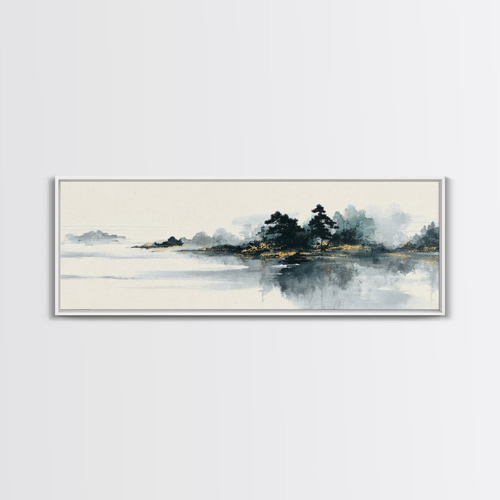 Monochrome Ink Crane Composition Canvas Print, Wall Art, Original Art, Living Room Decor, Fine Art, Modern Decor, WAL-3x1-16
