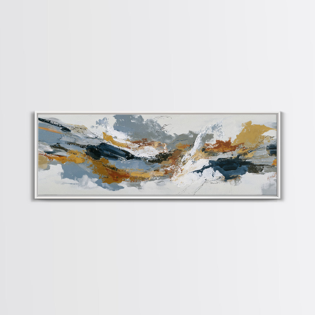 Statement Abstract with Bold Layered Brushwork Canvas Print, Wall Art, Textured Wall Art, Living Room Decor, WAL-3x1-17