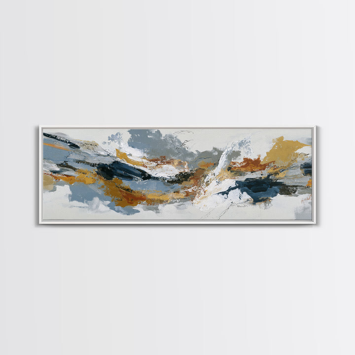 Statement Abstract with Bold Layered Brushwork Canvas Print, Wall Art, Textured Wall Art, Living Room Decor, WAL-3x1-17