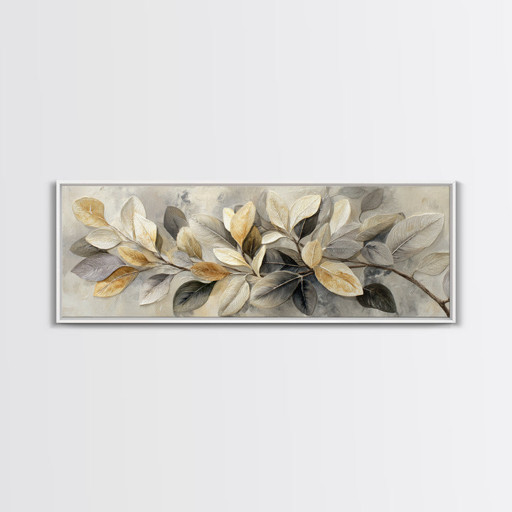Large Botanical Print Framed Canvas Print, Wall Art, Digital Wall Art, Living Room Decor, Watercolor Art, Wood Wall Art, WAL-3x1-18