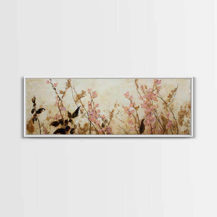 Soft Floral Oil Painting Canvas Print, Wall Art, Digital Print, Living Room Decor, Fine Art, Luxury Decor, Textured Painting, WAL-3x1-21