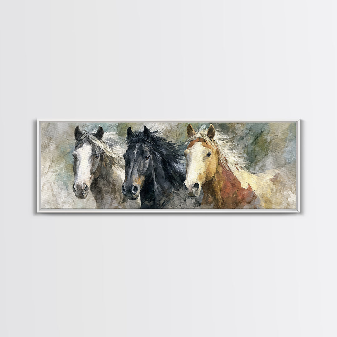 Wild Horse Portrait Canvas Print, Wall Art, Framed Wall Art, Living Room Decor, Fine Art, Fine Art Print, Statement Artwork, WAL-3x1-29