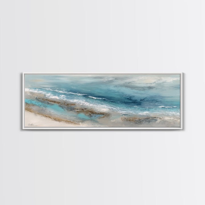 Coastal Aerial Water Study Canvas Print, Wall Art, Fine Art Print, Living Room Decor, Fine Art, Wall Decor, Painting, WAL-3x1-3