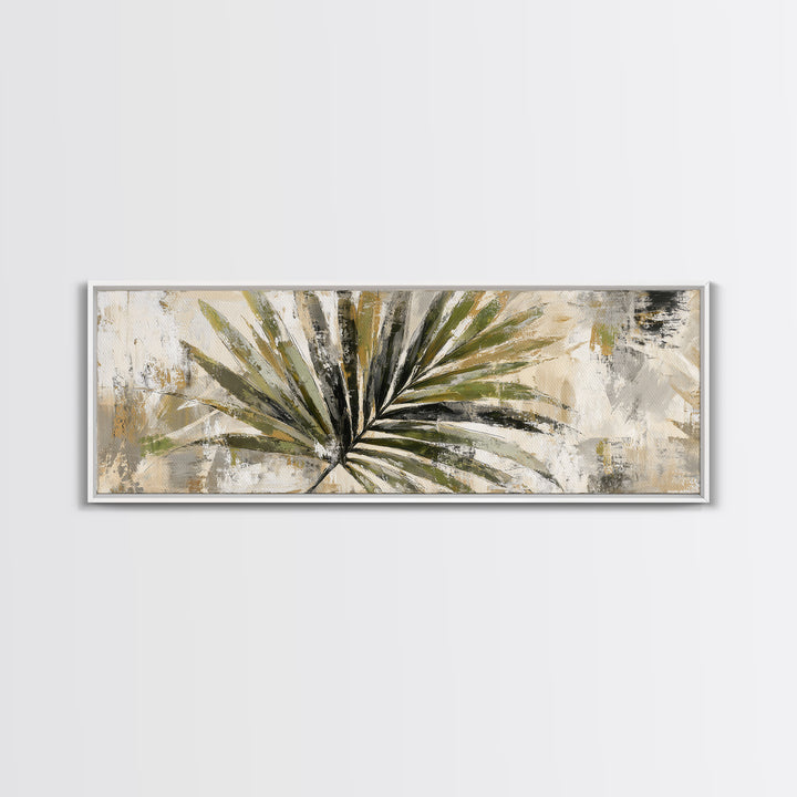 Tropical Palm Leaf Painting Framed Canvas Print, Wall Art, Abstract Wall Art, Living Room Decor, Fine Art, Contemporary Art, WAL-3x1-32