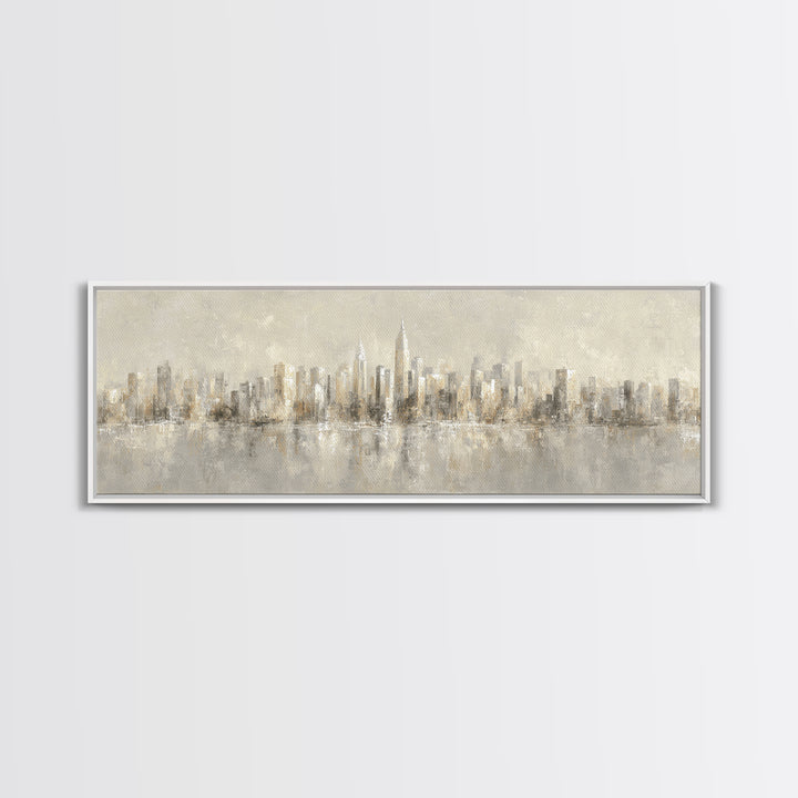 Urban Skyline in Muted Evening Color Canvas Print, Wall Art, Mid Century Modern, Living Room Decor, Fine Art, WAL-3x1-34