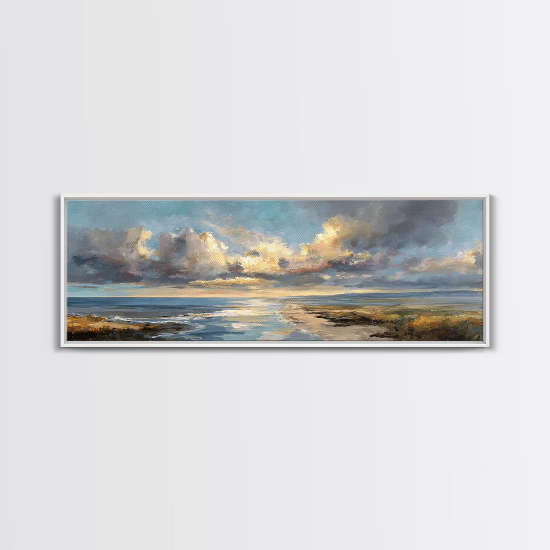 Classic Seascape with Dramatic Clouds Canvas Print, Wall Art, Art Print, Living Room Decor, Fine Art, Wall Hanging, WAL-3x1-43
