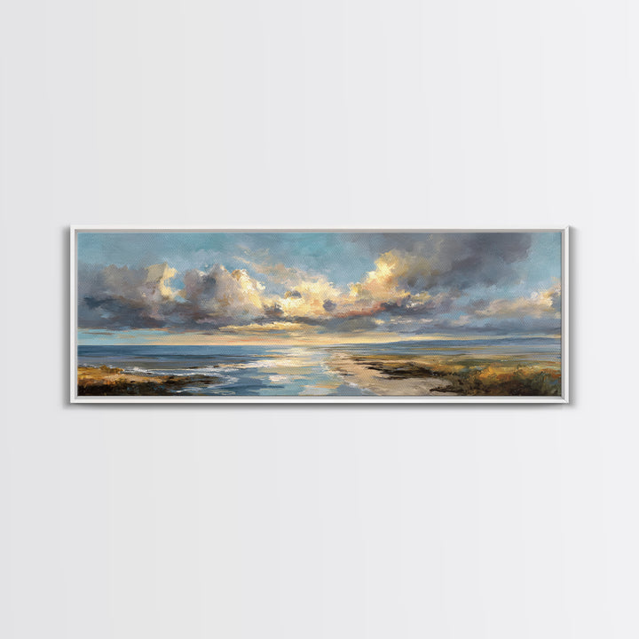 Classic Seascape with Dramatic Clouds Canvas Print, Wall Art, Art Print, Living Room Decor, Fine Art, Wall Hanging, WAL-3x1-43