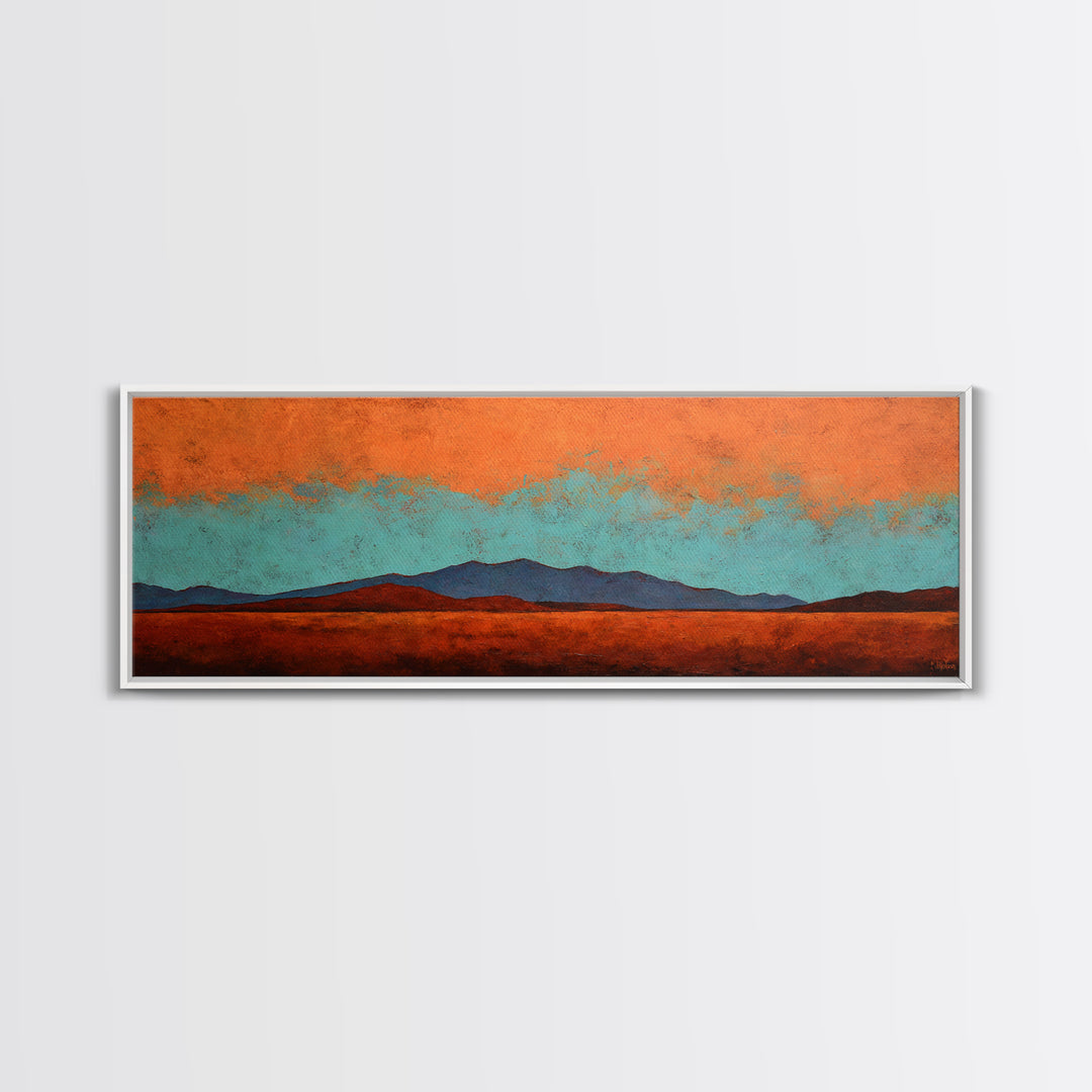 Desert Landscape in Warm Terracotta Tones Framed Canvas Print, Wall Art, Heart, Living Room Decor, Fine Art, WAL-3x1-47