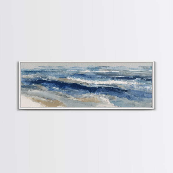 Coastal Aerial Water Study Framed Canvas Print, Wall Art, Printable Wall Art, Living Room Decor, Fine Art, Original Art, WAL-3x1-51