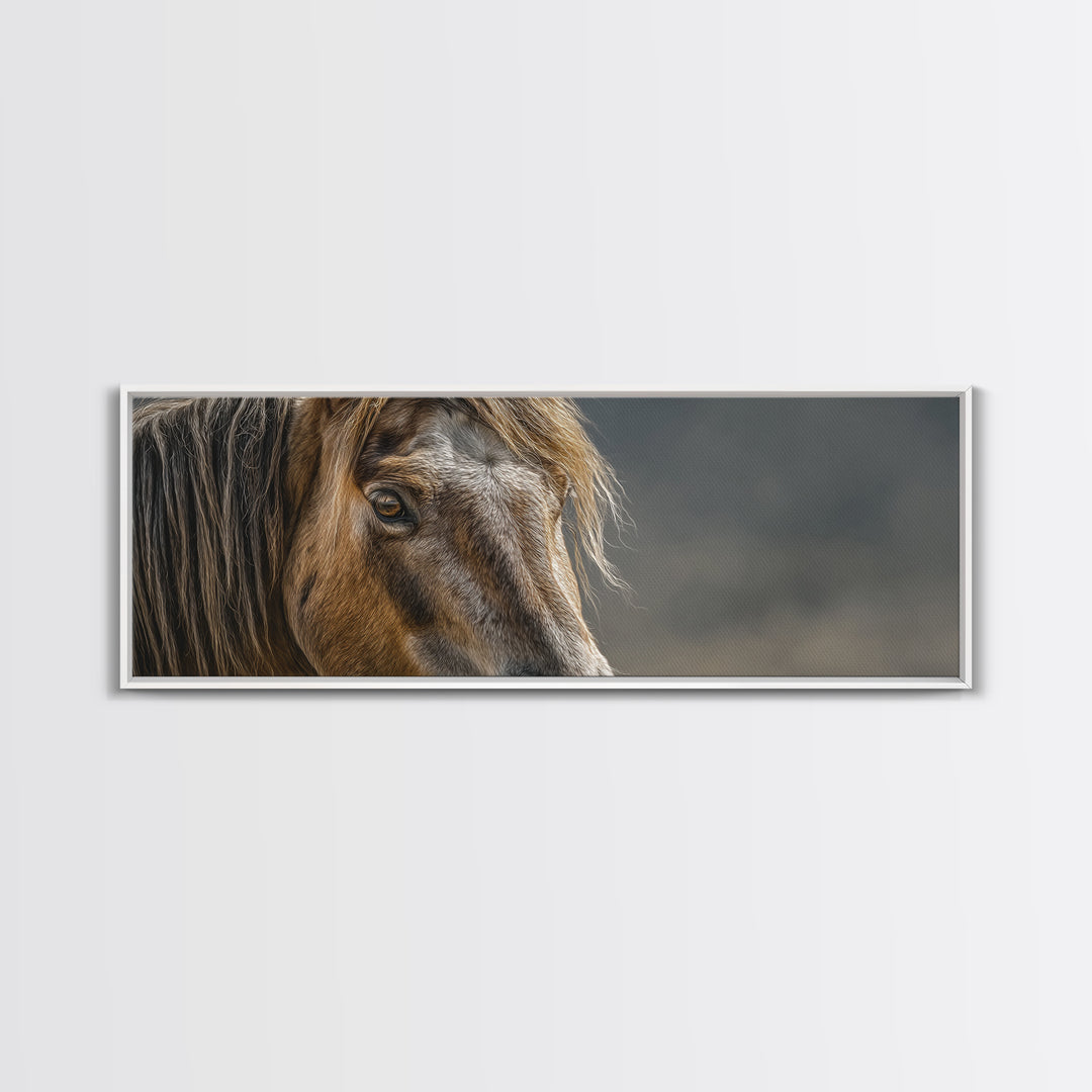 Wild Horse Portrait Framed Canvas Print, Wall Art, Prints Wall Art, Living Room Decor, Fine Art, Textured Painting, WAL-3x1-53