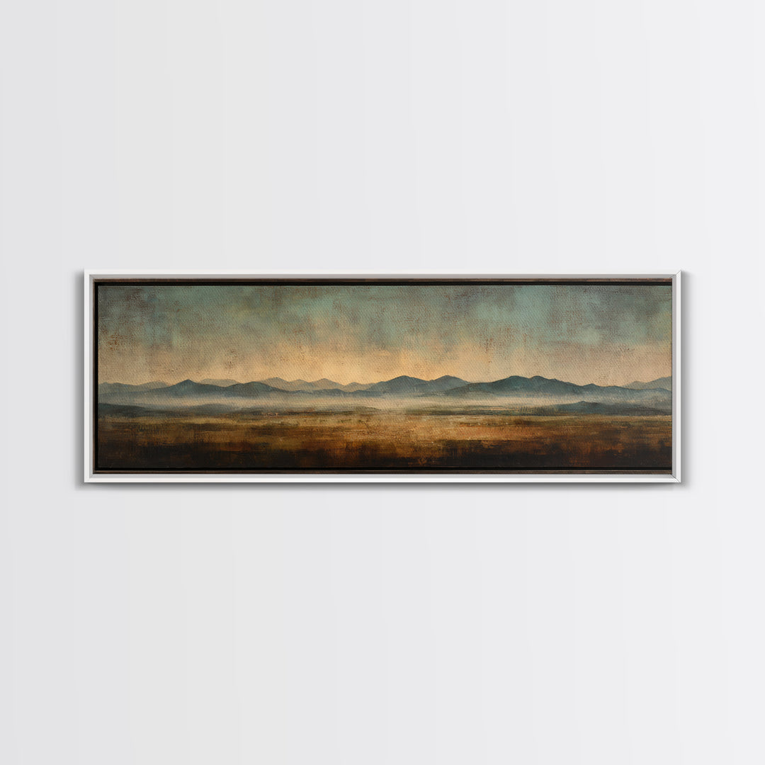 Desert Landscape in Warm Terracotta Tones Canvas Print, Wall Art, Metal Wall Art, Living Room Decor, Oil Painting, WAL-3x1-71