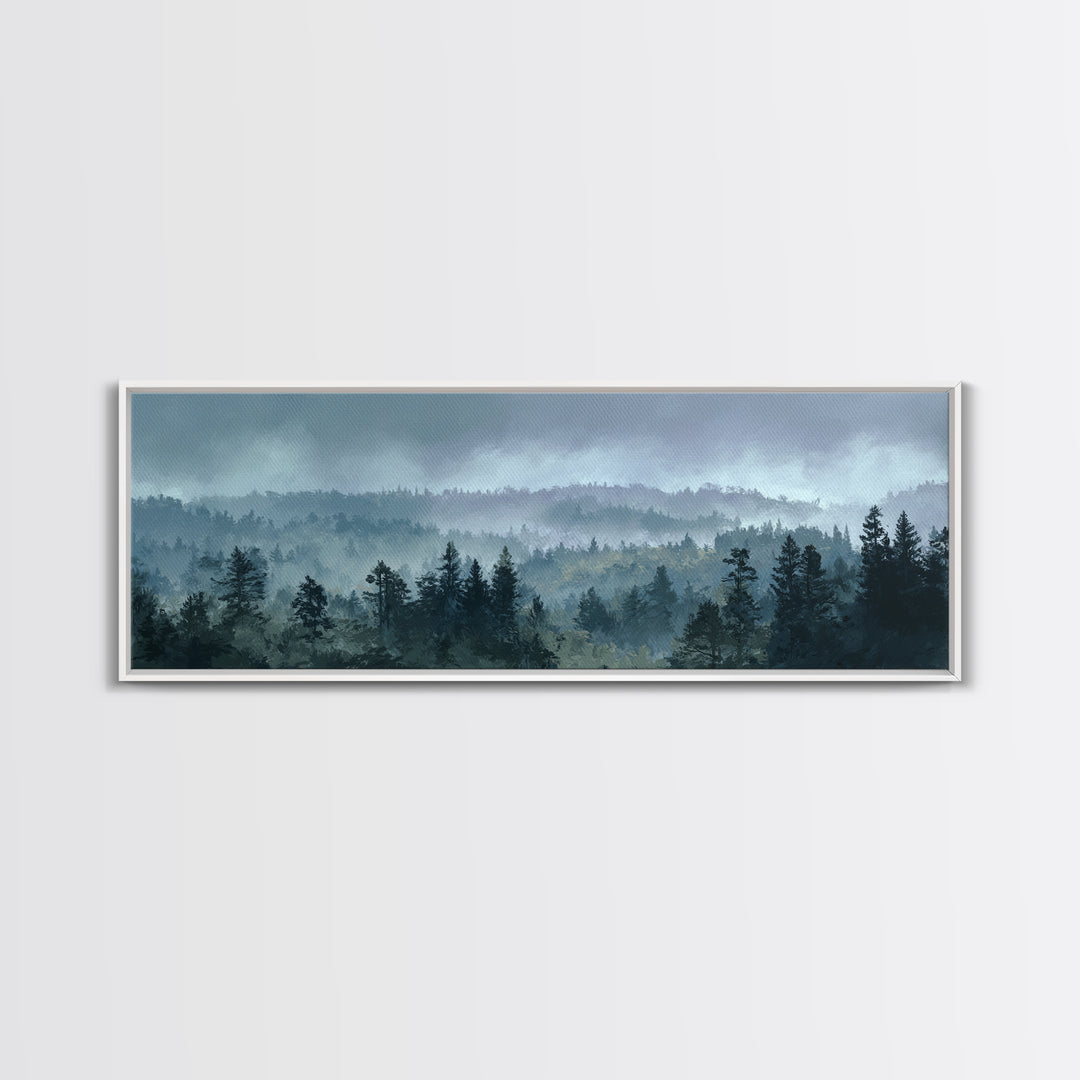 Moody Forest Landscape Framed Canvas Print, Wall Art, Framed Wall Art, Living Room Decor, Fine Art, Fine Art Print, WAL-3x1-74