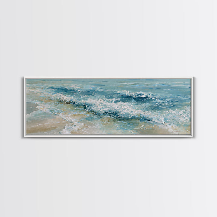 Coastal Aerial Water Study Canvas Print, Wall Art, Digital Wall Art, Living Room Decor, Fine Art, Wood Wall Art, WAL-3x1-75