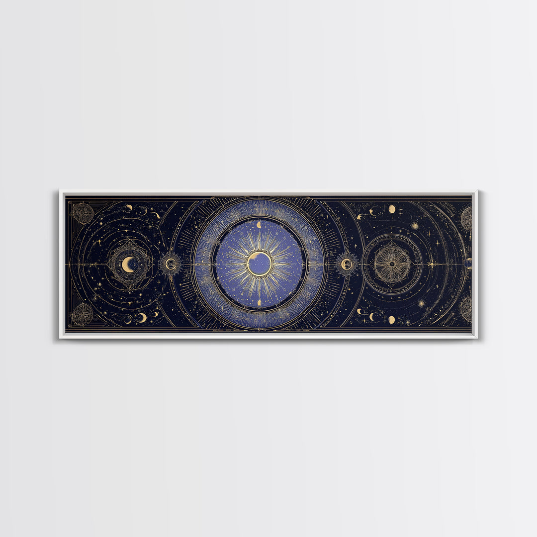 Celestial Moon and Stars Artwork Canvas Print, Wall Art, Printable Wall Art, Living Room Decor, Fine Art, Original Art, WAL-3x1-78