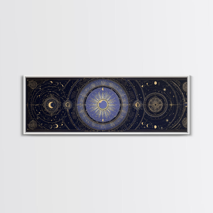Celestial Moon and Stars Artwork Canvas Print, Wall Art, Printable Wall Art, Living Room Decor, Fine Art, Original Art, WAL-3x1-78