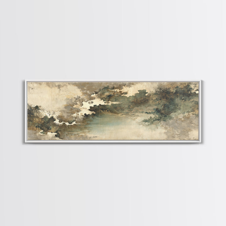Monochrome Ink Crane Composition Canvas Print, Wall Art, Living Room Decor, Oil Painting, Metal Wall Art, Digital Wall Art, WAL-3x1-88