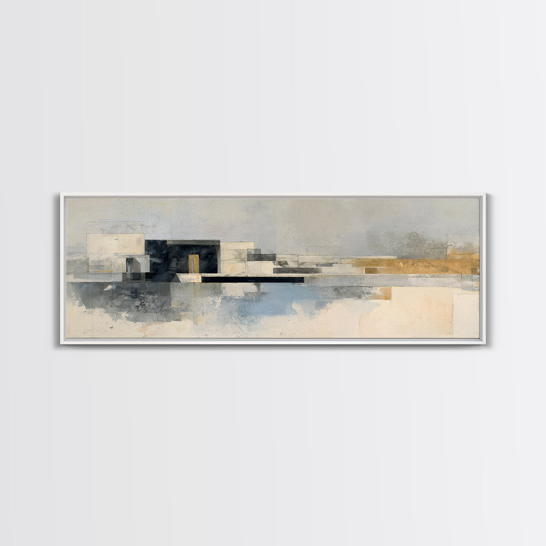 Black and White Architectural Study Canvas Print, Wall Art, Textured Painting, Living Room Decor, Fine Art, Wall Hangings, WAL-3x1-96