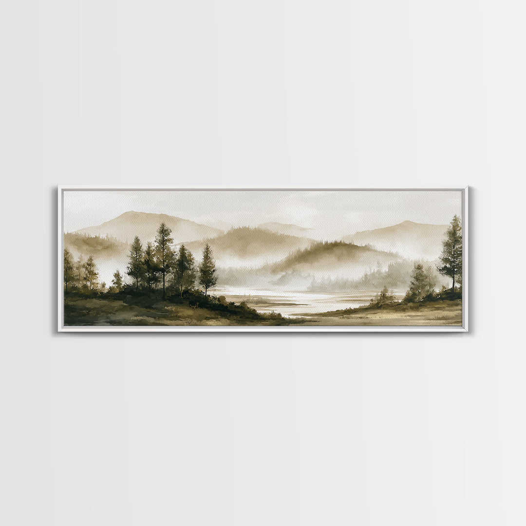 Moody Forest Landscape Canvas Print, Wall Art, Prints Wall Art, Living Room Decor, Oil Painting, Textured Painting, WAL-3x1-98