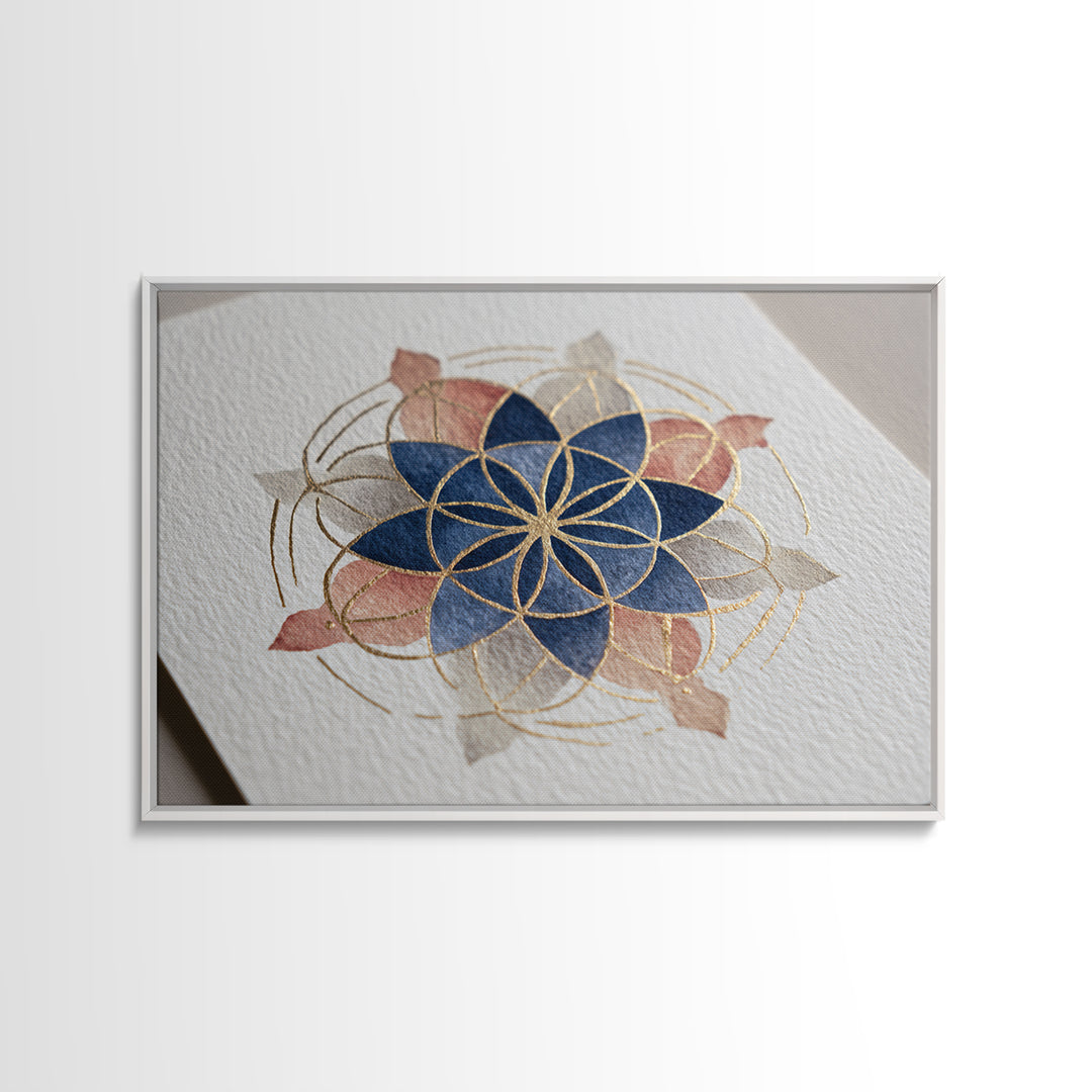 Sacred Geometry Mandala Canvas Print, Wall Art, Original Art, Living Room Decor, Fine Art, Modern Decor, Fine Art Print, WAL-3x2-1