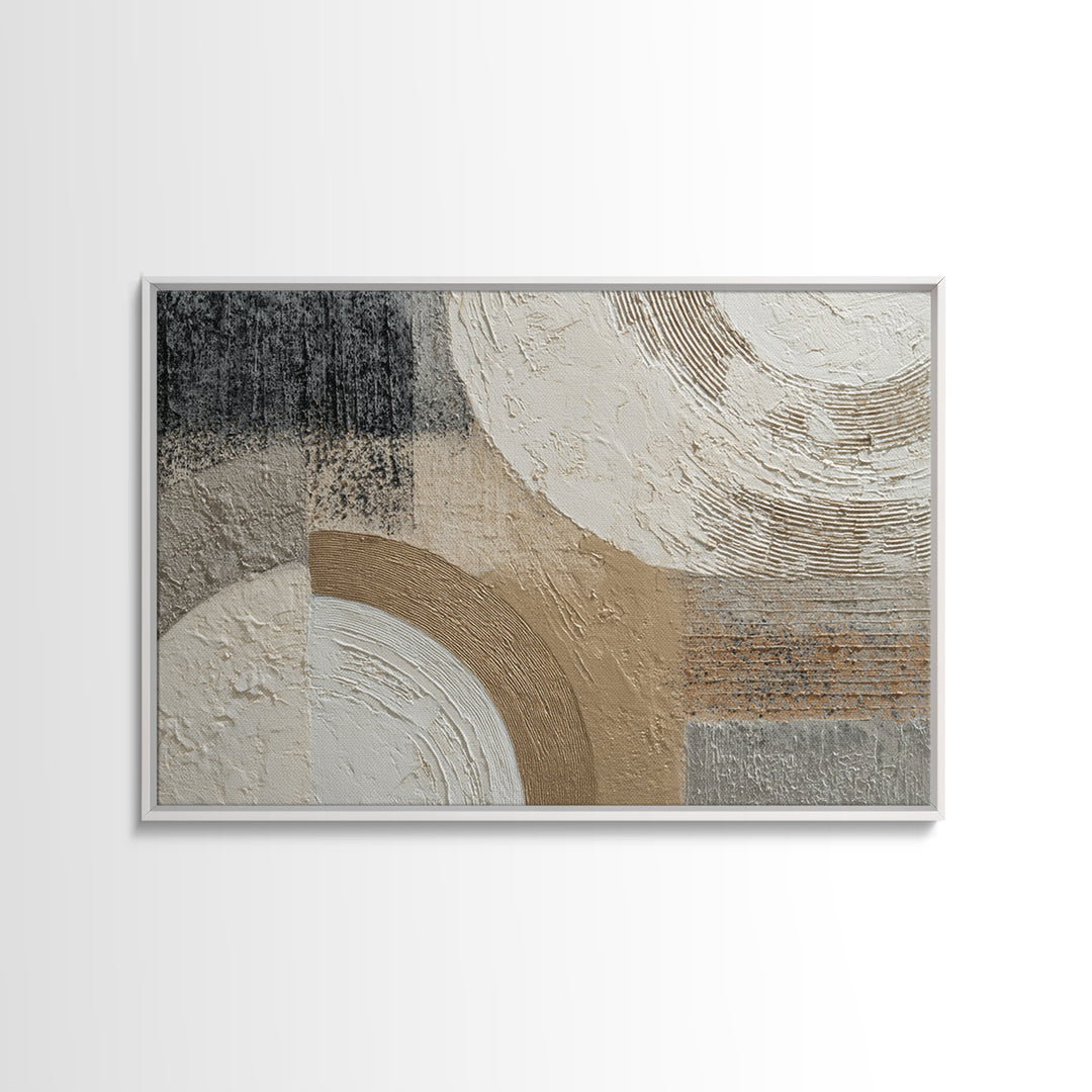 Luxury Neutral Plaster Texture Abstract Framed Canvas Print, Wall Art, Statement Artwork, Living Room Decor, Abstract Art, WAL-3x2-19