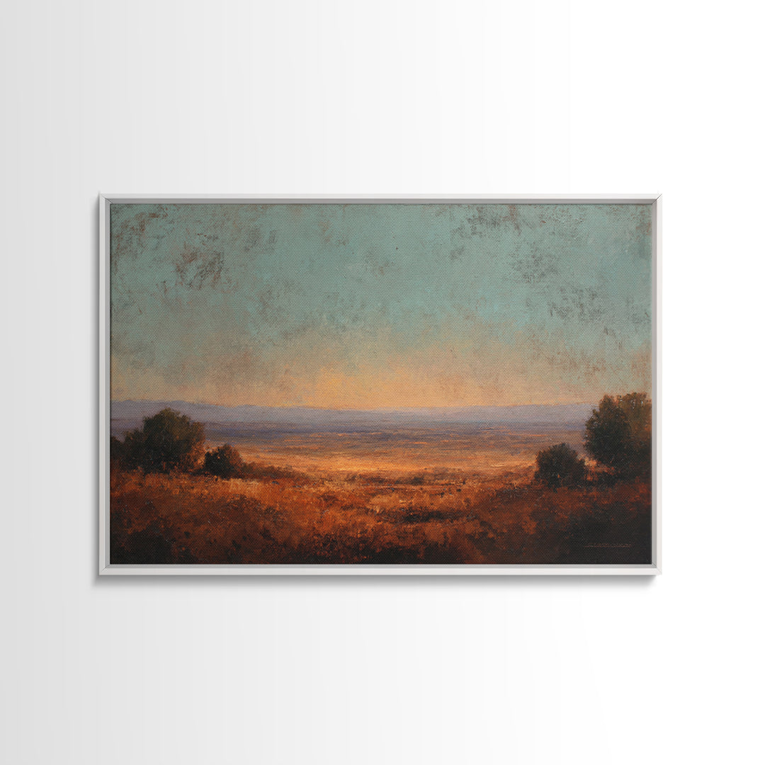 Desert Landscape in Warm Terracotta Tones Framed Canvas Print, Wall Art, Room Decor, Living Room Decor, Fine Art, WAL-3x2-35