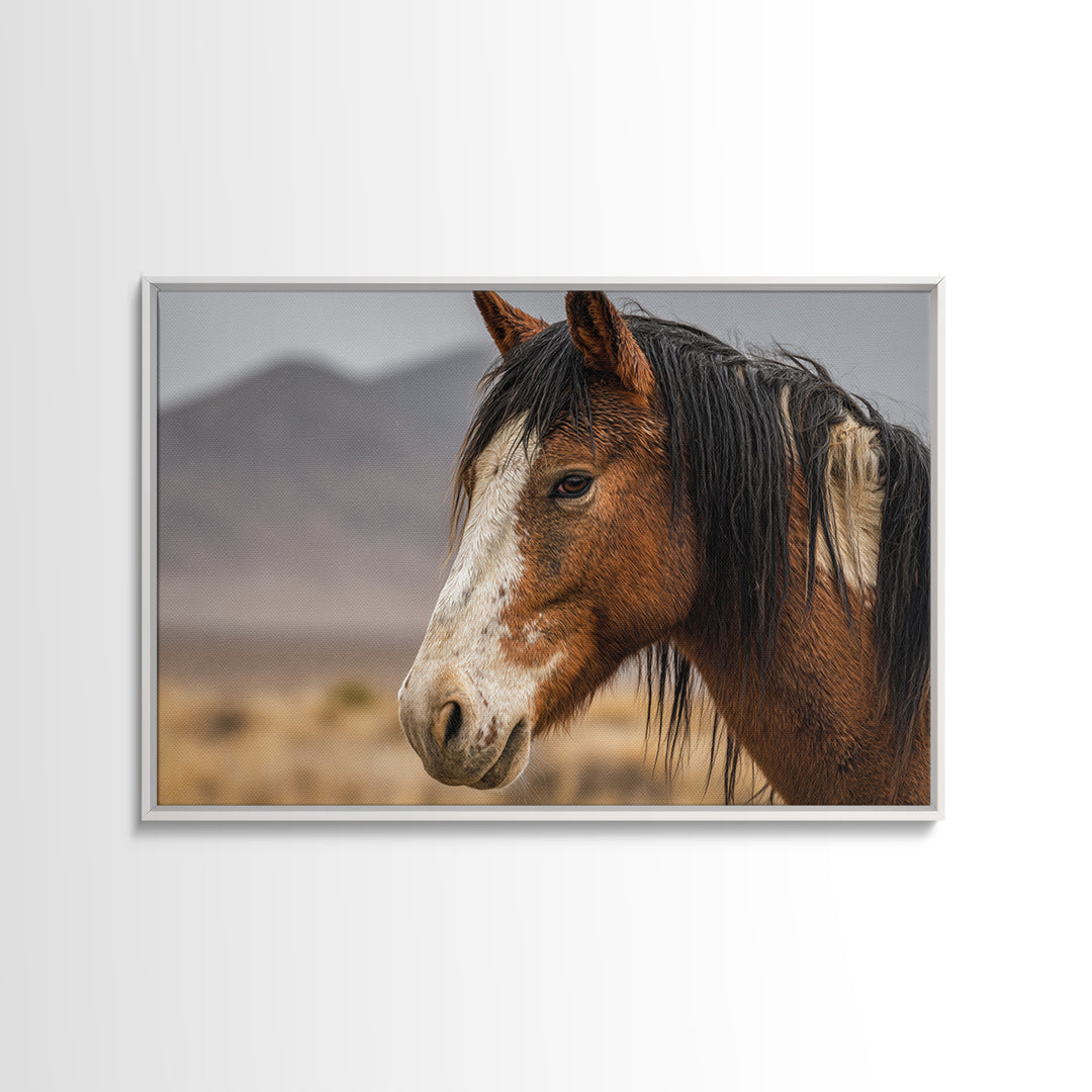 Wild Horse Portrait Framed Canvas Print, Wall Art, Abstract Wall Art, Living Room Decor, Fine Art, Contemporary Art, WAL-3x2-41