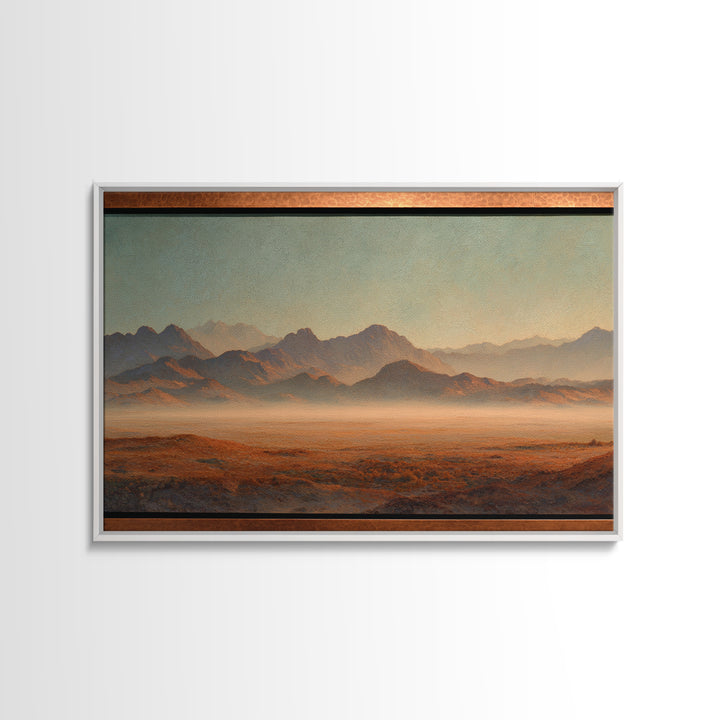 Desert Landscape in Warm Terracotta Tones Framed Canvas Print, Wall Art, Heart, Living Room Decor, Fine Art, WAL-3x2-59