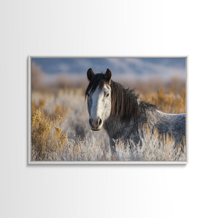Wild Horse Portrait Framed Canvas Print, Wall Art, Abstract Wall Art, Living Room Decor, Fine Art, Contemporary Art, WAL-3x2-65