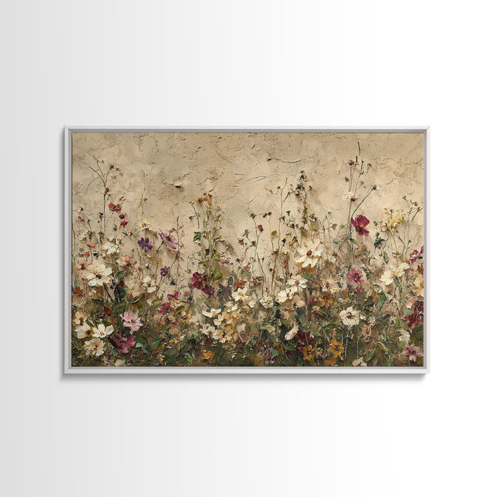 Impressionist Meadow of Wildflowers Framed Canvas Print, Wall Art, Gallery Decor, Living Room Decor, Fine Art, WAL-3x2-69