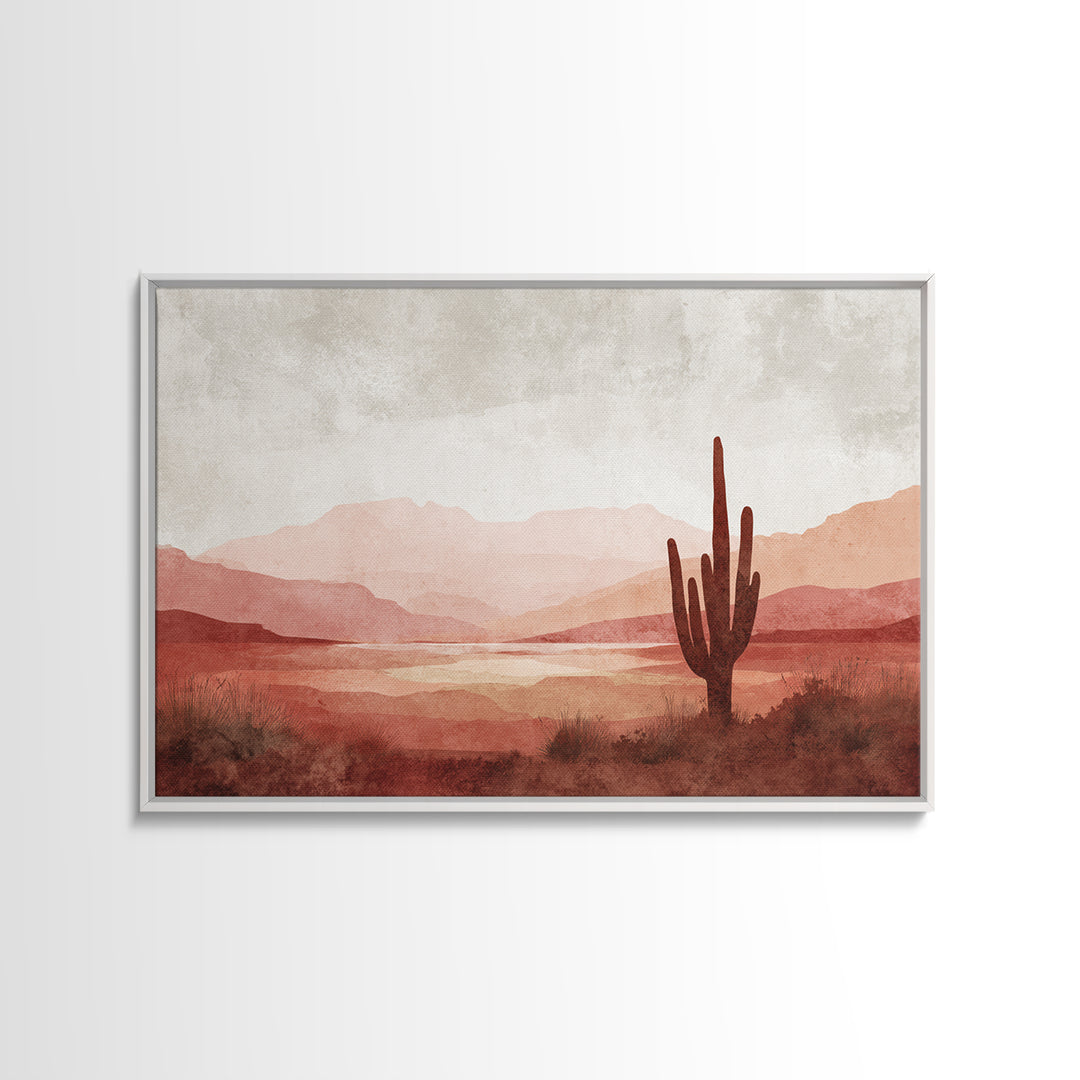 Desert Landscape in Warm Terracotta Tones Canvas Print, Wall Art, Metal Wall Art, Living Room Decor, Oil Painting, WAL-3x2-83