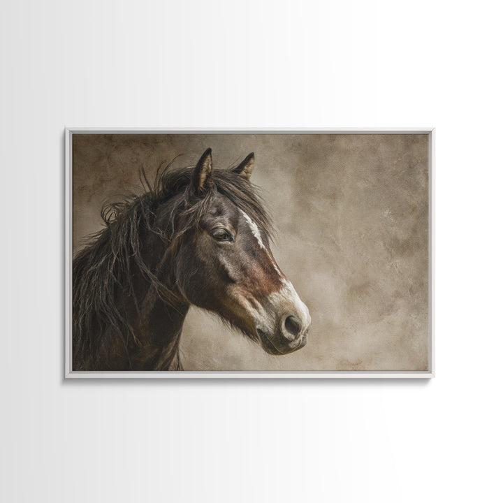 Wild Horse Portrait Canvas Print, Wall Art, Boho Decor, Living Room Decor, Fine Art, Painting, Art Print, Heart, WAL-3x2-89