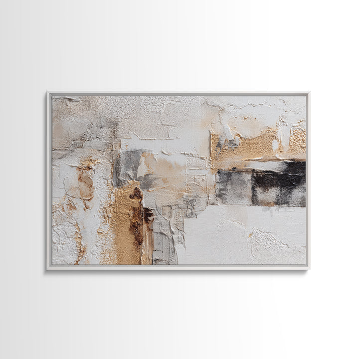 Luxury Neutral Plaster Texture Abstract Framed Canvas Print, Wall Art, Wall Art for Mom, Living Room Decor, Abstract Art, WAL-3x2-91
