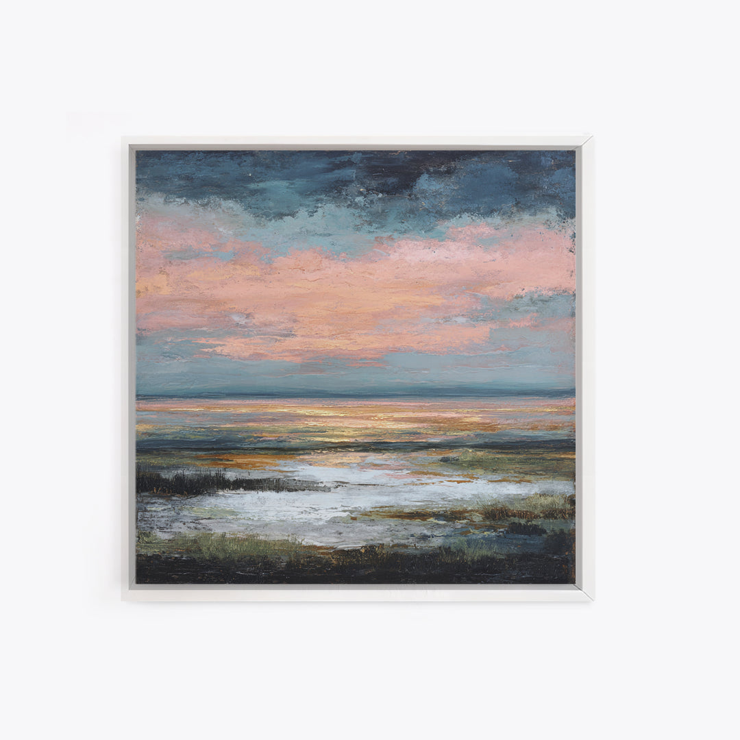 Blush Cloudscape with Dreamy Atmosphere Framed Canvas Print, Wedding Art, Wedding Decoration, Living Room Decor, Romance, WED-1x1-39