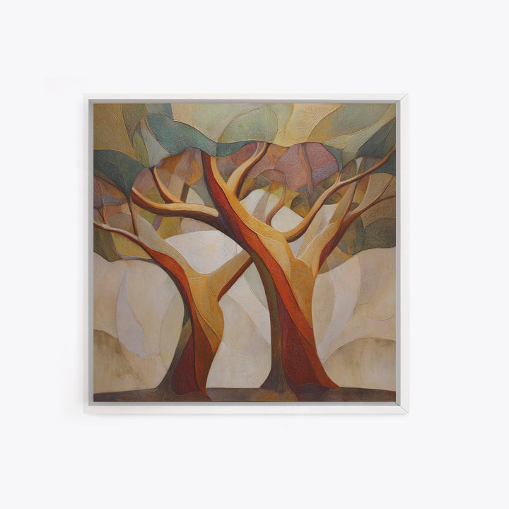 Two Intertwined Trees as Symbolic Artwork Framed Canvas Print, Wedding Art, Custom Wedding Gift, Living Room Decor, Romance, WED-1x1-47